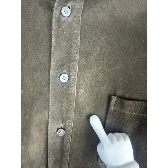 Robert Talbott Men's Brown Suede Leather Shacket Shirt Jacket Button Size Large - Picture 5 of 16